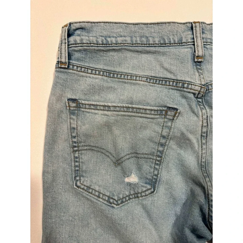 Levis 512 Slim Taper Fit Jeans Mens 33x32 Light Wash Distressed Ripped Big E